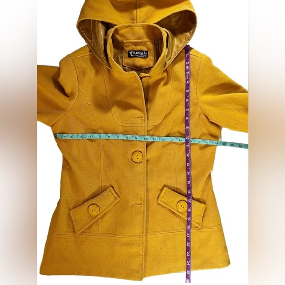 Marqueza Peru Mustard removable hooded Coat jacket lined women’s size Medium - Picture 5 of 11